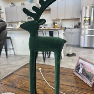 Green Velvet Reindeer Figurine